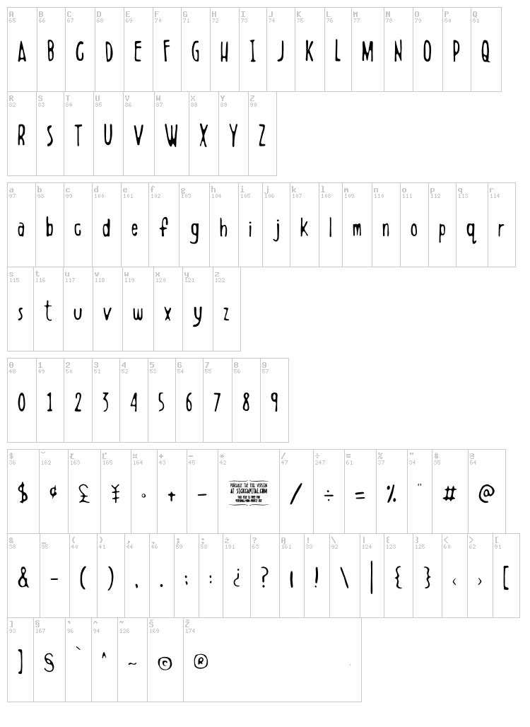 Boldenstein font map